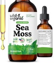 Wild & Organic Sea Moss Liquid Drops - Immune Support - Irish Sea Moss and Bladderwrack Tincture - Multimineral Chondrus Crispus Supplement - Vegan, Sugar & Alcohol-Free - 2 fl oz