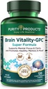Produse de puritate Creier Vitality-GPC Super Formula Acetil L-Carnitină HCI + Alpha GPC + Fosfatidlyserină - Suportă concentrația normală și claritatea mentală - 120 Capsuri