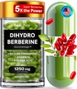 Dihidroberberină - Dehidro Berberină organică - Super Berberină Supliment cu Ceylon Scorțișoară & R Acid lipoic alfa și Apigenină - Hidroberberină 120 capace (1 ambalaj)