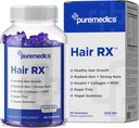 HairRX Biotin 6000mcg Gume Vegane pentru păr frumos și unghii - Colagen, Acid pantontenic, iod, bambus, ulei de cocos, zinc, MSM pentru femei și bărbați (1 lună de aprovizionare)