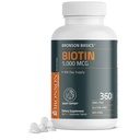 Bronson Biotin 5000 MCG sustine parul sanatos, Skin & Nails & Energy Production - suport de frumusete de mare potenta - non-GMO, 360 comprimate vegetariene