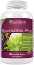TruNature Resveratrol Plus, 250 Milligram Trans-Resveratrol standard 140 Capsule vegetariene