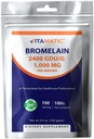 Vitamatic Bromelain pulbere 1000 mg per Servire - 2400 GDU/g, Enzime  Proteolitice, Suporturi Digestia de proteine, 100 Grams - 100 Serviri (Scoop Inclus)