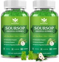 Soursop Graviola Gummies cu extract de Moss Sea - Antioxidant, Suport Cell & Regenerare, Suport Immun, Soursop Gummy cu Sea Moss, Vitamina C & Zinc, Aroma Apple - 60 Gummies(2 Pack)