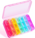 Weekly Pill Organizator de 3 ori pe zi - Odaro de 3 ori pe zi,Large Pill Box 7 zile,Portable Pill Case pentru Purse,Daily Pill Organizator,Medicine Organizator pentru Vitamine,Supplement și Medicamente (Pink)