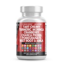 Curat Nutraceuticals Tart Cherry Extract capsule cu Curmeric Moringa Cranberry Chanca Piedra Telina Querbetin ACV Rodii L Selenometionină - Niveluri uric - 120 Ct