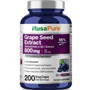 NusaPure Extract de semințe de struguri 40000 mg pe capace, 200 capsule Vegan, standardizate, non-GMO, gluten gratuit, Resveratrol