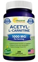 aSquared Nutrition Acetil L-Carnitina 1000mg Concentraţie maximă - 200 Capsule vegetale - doză mare Acetil L Carnitina HCL (ALCAR) Supliment pastile pentru a sprijini energia pură, funcţia cerebrală şi acidul gras