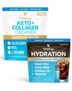 VitaCup Hydration Instant Coffee Sticks w/Electrolytes, Coconut Water, Medium Friptură 18ct & Keto + Colagen Vanilla Coffee Creamer w/Superfoods & MCTs, 10 oz