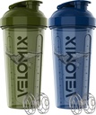 VELOMIX -2 Pack- 28 oz Proteina Shaker Sticle pentru amestecuri de proteine - 2x sârmă Whisk 
