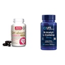 Jarrow Formulas QH-Absorb 200 mg - High Absorbtion Co-Q10 - Active Antioxidant Form of Co-Q10 & Life Extension N-Acetyl-L-Cysteine (NAC), Immune, Respirator, Ficat Health, NAC 600 mg