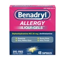 Benadryl Liqui-Gels Antihistaminic Alergie Medicină & Symptom Relief rece, Gel lichid fără die cu 25 mg de clorhidrat de difenhidramină pentru simptome cum ar fi, nas roşu, strănut & More, 48 ct