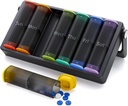 Organizator de pastile săptămânale de 3 ori pe zi (negru) și organizator de pastile săptămânale de două ori pe zi (translucid-negru)