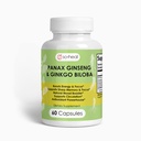 Ginseng şi Ginkgo Biloba. 30 de servitori. 2-in-1 Necofeinate de energie și supliment focus - Booster de energie, Claritate mintală, și Mood