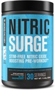 Jacked Factory Nitroc Surge Stim Free Pre Workout Powder - Cafeina-Free Nitricoxide Supliment w/Con-Cret Create, L Citruline, & GlycerSize Glicerol - zmeură albastră, 30 Serviri