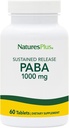 Naturas Plus PABA, eliberare susținută (para-acid aminobenzoic) - 1000 mg, 60 comprimate vegetariene - Suplimentul de sprijin pentru sănătate a pielii, promovează producția de energie - gluten-free - 60 serviri
