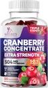 Cranberry Gumies 50:1 Extract de cranberry - Suport pentru tractul urinar Made with 25.000mg, Helps Cleanse & Protect, Cran Berry Gummy Supplement + Vitamina C, Chewable Cran Pastile pentru femei - 120 Gummies