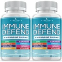 8 din 1 Imunity Defense Supplement Supplement Vitamine Imunity Booster cu Zinc 50mg, Vitamina C Elderberry Vit D3 5000 UI, Curcumin Turmeric & Ginger, Echinacea - Alergie Ajutor pentru copii Adulți (2 ambalaj)