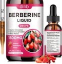 Berberine Supliment Picături lichide - Berberine HCL 1500mg cu Ceylon Scorțișoară, Bitter Melon, Gimnema Sylvere pentru Immune, Digestion System & Heart Health, Natural Strawberry Flavor, 2 Fl Oz