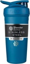 BlenderBottle Strada Shaker Cup Izolat din oțel inoxidabil sticla de apă cu whisk sârmă, 24-Ounce, albastru