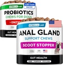 Probiotice + Anal Gland Support Dogs Bundle - Enzime digestive & Prebiotice - Alergie, diaree, constipație și tratament Scoot - Supliment de fibre pentru digestia, Sanatate si Imunitate - Made in USA