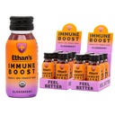 Ethan's Organic Immune Boost Shots, Elderberry Flavor. Simte-te mai bine. Suport pentru imunitate, Made with Real Fruit, Vitamina C, Vitamina D, Reishi, Zinc, with No Added Sugar (12 Pack of 2oz Shots)