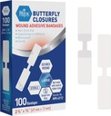 MED PRIDE Butterfly Bandaje de închidere a benzilor pentru închiderea rănilor, Sterilă Hypoallergenic Adeziv Pad non-Stick, Latex-Free, Pachet de 100 de dimensiuni asortate (Marele)