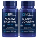 Extensie de viaţă N-Acetyl-L-Cysteine (NAC), Răspuns imun, Sănătate respiratorie, Sănătate hepatică, NAC 600 mg, Apărare antioxidantă, radicali liberi, Easy to Absorb - Două Pack x 60 Capsule