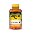 Mason Natural Melatonin 5 mg cu B6 & Calciu, Natural Sleep Aid, Suportă somn odihnitor, 60 comprimate