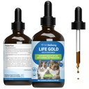 Pet Wellbeing Life Gold pentru pisici - Suportă detoxifiere, Immune System Health, Antioxidanti - Vet-Formulate Herbal Supplement 4 oz (118 ml)