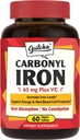 Supliment de fier, 65 mg Carbonyl fier Plus Vitamina C, Energie & sânge Suport pentru femei şi bărbaţi, O mai bună absorbţie, Blând pe stomac, Nu Greaţă, Nu Constipaţie, Vegan, Non-GMO, 60 Ct