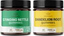 HERBAMAMA Stinging Nettle and Dandelion Kit - Bundle of 7500 mg Stinging Nettle Root & 2000 mg Dandelion Root Gummies - Vegan, Non-GMO, Gelatină-Free - 2 Pack