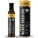 Ulei de semințe negru RAWYA - nefiltrat - Spectrul complet - 8,4 fl oz -Organic Cold-Pressed, Nigella Sativa - USDA Organic - Supliment natural - Ulei de semințe de chimen negru - Aromă puternică și concentrație ridicată - Sticla de sticlă
