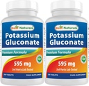 Cele mai bune Naturale Gluconat de potasiu 595 mg 250 comprimate (250 număr de comprimate (pachet de 2))