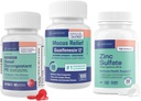 Welmate Ultimate Cold & Allergy Relief Bundle: Putere maximă Guaifensin 1200 Mg Mucus Relief (100 comprimate), Fenilephrine HCl 10 mg Nasal Decongestant (200 comprimate) & Zinc sulfate 220 mg