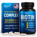Biotin Keratin & Colagen Capsule - Made in USA - Natural Colagen, Keratina & Biotina pentru cresterea parului - Biotin & Colagen Vitamine cu Multi Colagen Peptides pentru pierderea parului, Piele & Nails - 60 Capsuri
