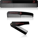 Bossman acetat Beard, mustață, și pieptene de păr set de 3 - Combs pentru bărbați cu cutie magnetică minimalist (7,5-Inch, 5-Inch, 3.5-Inch) - Caracteristici Rotunjite dinți, dinți cu două fețe și design pliabil