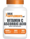 BulkSupplements.com Capsule acid ascorbic - Acid ascorbic Vitamina C 1000mg, Vitamina C Supliment - Vegan & Gluten gratuit, 2 capsule per Serving, 360 Conte (Pachetul de 1)