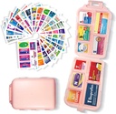 Organizator de pastile cu medicamente Etichete 161 Labels Travel Daily Pill Container Minimedicatie Organizator de depozitare pastile Organizator de călătorie esenţiale Pilula Caz 7 zile (Pink, 1 pachet)