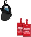 Neoprene Astm Inhalator Holder negru și 2 Pack Provizii medicale interior Tag Bundle