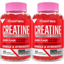 Creatine Monohidrat Gummies for Men & Women - Creatine Pre-Gummies pre-workout cu Taurina & Vitamina B6 B12 pentru putere maxima, Muscle, Energy, Endurance & Focus, Organic, Vegan - 120 Conte