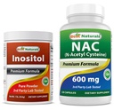 Cel mai bun Naturals Inositol pulbere 1 Lb & NAC 600 mg