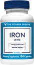 Vitamina Shoppe fier 28G, forme bine absorbite de fier, susține sănătatea imună și producția de energie, minerale esențiale, o dată pe zi (100 capsule)