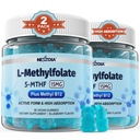 L-MetilFolat 15 mg & Metil B12 Gummies, metilat B1, B2, B6 Multivitamine - Active 5-MTHF & High Absorbtion - Suportă MTHFR Gene, Cognition, Homocisteine Levels, Folate Metabolism, Vegan, 120 Cts