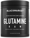 BLACKMARKET RAW Glutamina - Amestec de băutură praf de antrenament pentru bărbați și femei, Îmbunătățirea recuperare și reducerea dureri musculare, creșterea memoriei, concentrare, concentrare, 300 Grams