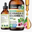 BIO KRAUTER Echinacea și Goldenseal Root Liquid Extract - Natural Immune Support - Echinacea Drops with Goldenseal - Vegan, Alcool & Sugar Free Tincture - 4 Fl.Oz.