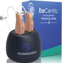 EarCcentric EasyCharge Reîncărcabile Audiență (Pair) pentru Seniori, În spatele-Ear BTE Aear Aid PSAP Digital Sound Amplification Devices with Zgomot Anulare (Beige)
