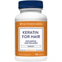 Vitamina Shoppe Keratina pentru par cu Biotin & Colagen, Suporturi puternic, păr sănătos, Hair Luster (120 capsule)