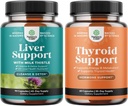 Bundle of Liver Cleanse Detox & Reparation - Silymarin Milk Thistle Root, Beetroot & Artichoke Extract & Suport tiroidian - L Tyrosine, Bladderwrack, Selenium & Ashwagandha pentru echilibrul hormonal