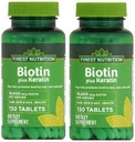 Finest Nutrition Biotin Plus Keratina - 10000 mcg - 300 Count - 2 ambalaj